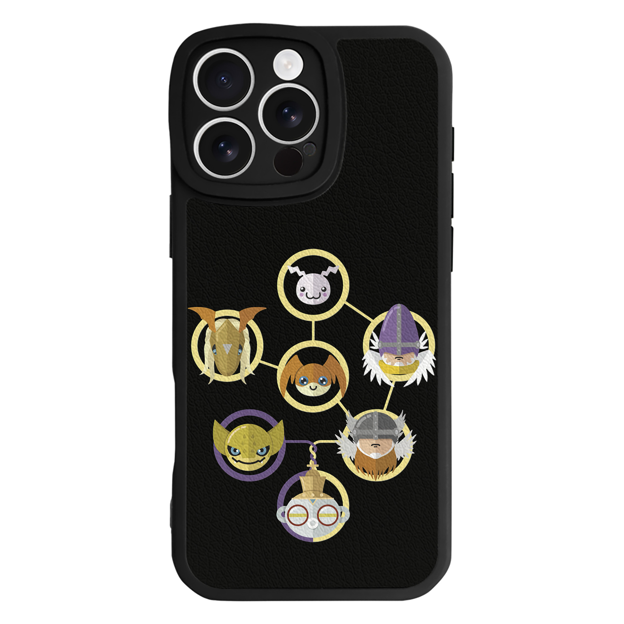 （画像用） Digimon デジタルモンスター/デジモン 【iPhone 16シリーズ対応】シリコンスマホケース（レザー調） 材質：シリコン
